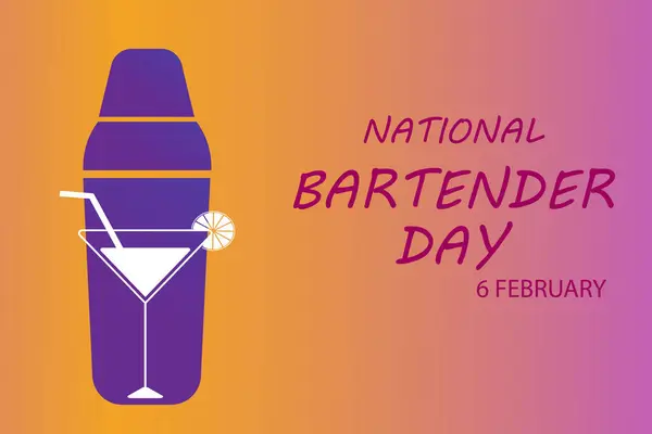 Hari Bartender Nasional Ilustrasi Shaker Dan Cocktail Templat Banner Design - Stok Vektor
