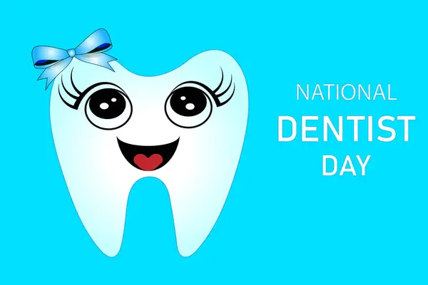 Hari Dokter Gigi Nasional Dirayakan Pada Tanggal Maret Gigi Lucu - Stok Vektor