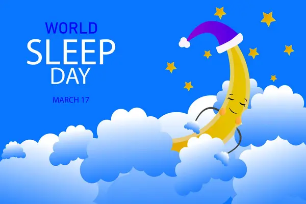 Kartu Vektor Atau Spanduk Hari Tidur Sedunia Ilustrasi Indah Dari - Stok Vektor