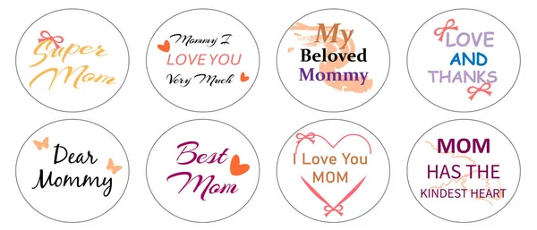 Modern tarzda Anneler Günü için bir dizi tipografi harfi. Vektör illüstrasyonu.