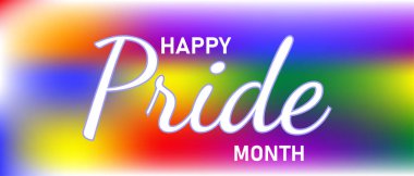 Renkli LGBT + Gururlu ay arkaplanı. lgbt bayrak renkleriyle soyut gradyan çizimi. Vektör illüstrasyonu.