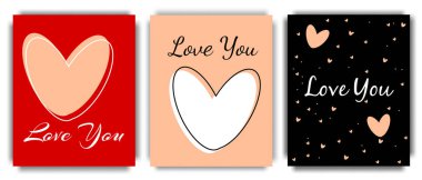 Posterlerine bayılıyorum. Sevgililer günü için vektör tebrik kartı şablonu, doğum günü, düğün. 