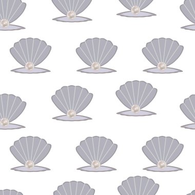 İnci gibi dikişsiz deniz kabukları. Ambalaj kağıdı, duvar kağıdı, çıkartma, defter kapağı ve diğer tasarımlar için inciler içeren modaya uygun kabuk deseni