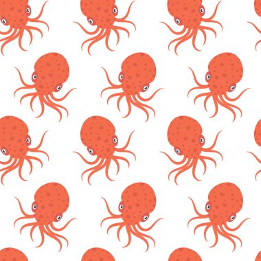 Sea octopus seamless pattern. Trendy cartoon sea octopus pattern for wrapping paper, wallpaper, stickers, notebook cover. clipart