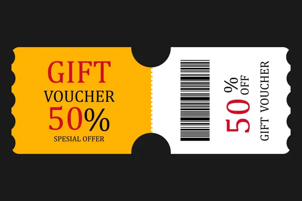 Hediye çeki şablonu. İndirim kuponu şablonunun vektör illüstrasyonu. Örnek bilgi içeren parlak arkaplan tasarımı.