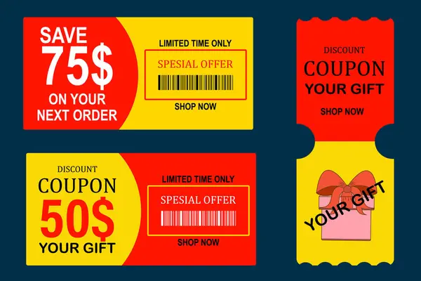 Hediye kuponu ve indirim kodu ve hediye çeki. Yırtık bilet, hediye kartı ve özel bir satış teklifi..