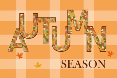 İşaretli arkaplan şablonu vektör desenli sonbahar mevsimi harf dokusuyla.