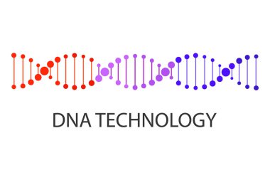 DNA vektör çizimi. Genetik mühendisliği konsepti, bilim tasarım elementleri. Düz renkli spiral DNA sembolü. Bilim afişi, poster, logo, bilgi grafiği, web için tasarım.