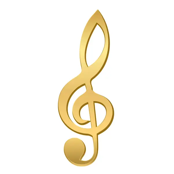 Altın tuş anahtarı ya da nota. Altın tasarımlı müzikal anahtarın soyut grafik çizimi.
