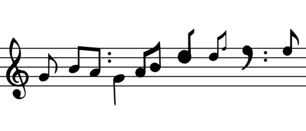 Müzik notaları olan üçlü bir anahtar. Şirin tasarımı ile müzik anahtarının soyut grafik çizimi.