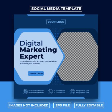 Sosyal medya afişi veya Instagram posta şablonu Dijital pazarlama ajansı ve şirket Premium Vektörü