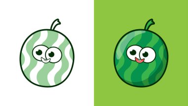 Vektör Mutlu Karpuz Çizgi Filmi Premium