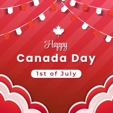 1 Temmuz 'da Kanada Günü' nün kutlama pankartı Kanada dalgalı bayrağı