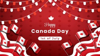 1 Temmuz 'da Kanada Günü' nün kutlama pankartı Kanada dalgalı bayrağı