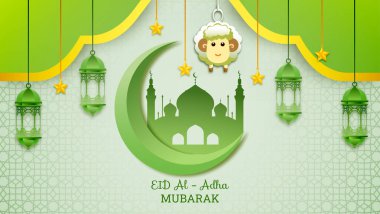 Keçi ile Kurban Resimleri Kartları Premium vektörü için uygundur  