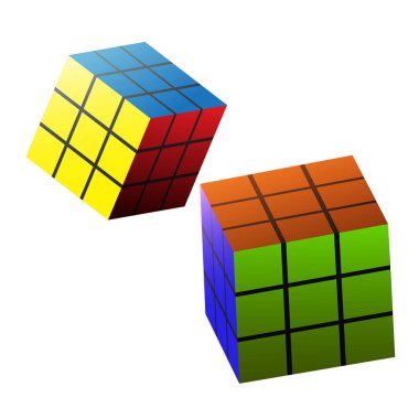 Rubik düz tasarım, küp rubik premium vektörü