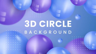 Dinamik 3 boyutlu kürelerle soyut bir arkaplan. Mavi kabarcıklar 3D daire mavi parlak toplar. modern trend pankart tasarımı Premium Vektör