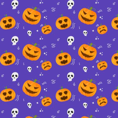 Cadılar Bayramı Balkabakları, Kurukafa Ürkütücü Çizgi Film Biçimi Premium Vektörü