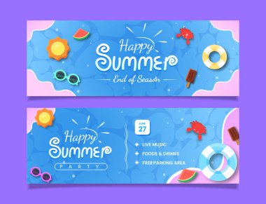 Yaz sonu için yatay parti afişi şablonu