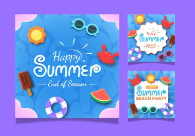 Yaz sonu sezonu için sosyal medya gönderileri koleksiyonu