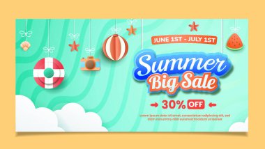 Yaz büyük satış afiş şablonu çekici yaz tasarım unsurları olan el ilanları ve afişler için uygundur. EPS 10