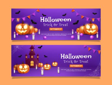 Cadılar bayramı için yatay parti afişi şablonu. EPS 10 vektör illüstrasyonu