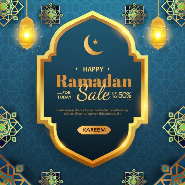 ramadan Karim sale with moon,star and lanterns. Suitable for promotion, banner,greeting card,flyer. Islamic 2025 background. clipart