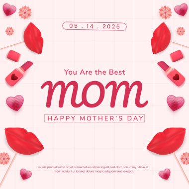 İçten dekorasyonlar ve Anneler Günü 'nü kutlayan tipografi içeren enfes bir illüstrasyon. En içten dileklerle, sevgi ve minnettarlıkla anneleri onurlandırmak için mükemmel..