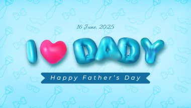 Babalar Günü 'nü canlı bir metin, mavi bir tema ve neşeli bir atmosfer içeren bu neşeli tasarımla kutlayın. Babalara duyulan sevgi ve minnettarlığı anmak için mükemmel..