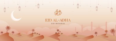 Kurban Bayramı ruhunu çöl manzarası ve dekoratif sembollerle yansıtan bir ilüzyon..