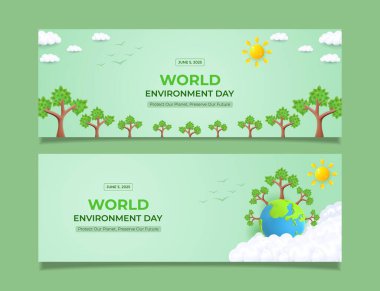 Dünya Çevre Günü 'nü, daha sağlıklı bir gelecek için çevresel koruma ve sürdürülebilir yaşamı sembolize eden bu güzel tasarlanmış ağaç, dünya ve canlı yeşil elementlerle kutlayın..