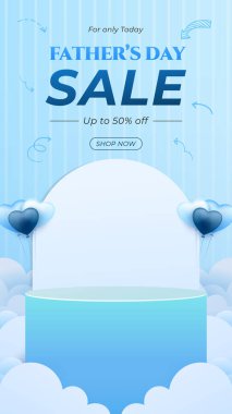 Dikey Babalar Günü Mavi Arka Grubuyla Tanıtım Bayrağı