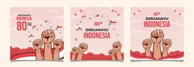 Endonezya Bağımsızlık Günü 'nü kutlamak için bayraklar ve konfetilerle el ele tutuşun, özgürlüğü, ulusal gururu ve toplum ruhunu sembolize edin. Vatanseverliği ve birlikteliği vurgulayan canlı bir festival atmosferi..