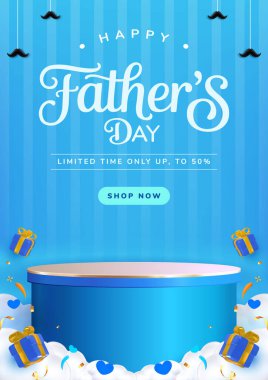 Babalar Günü 'nü bu canlı reklam pankartıyla kutlayın. Hediye kutuları ve cesur, göz alıcı metinler, satışlar, kutlamalar ve tatil duyuruları için mükemmel..