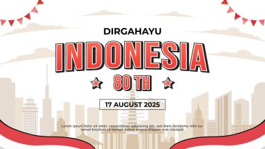 Endonezya Bağımsızlık Günleri 'ni anan modern bir tasarım. Kırmızı, beyaz ve altın tonlarını içeren şenlikli etkinlikler için mükemmel bir tasarım..