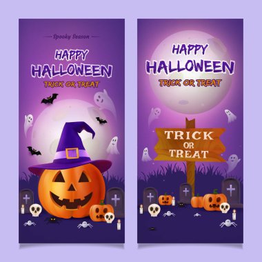 Dikey Canlı Cadılar Bayramı temalı balkabakları, yarasalar, hayaletler ve oyulmuş tasarımlarla resimlendirme yapın. Şenlik kutlamaları için mükemmel.