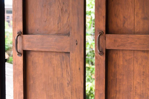 Otwierał Okno Stare Drewniane Okno Tajlandia Tradycyjny Styl — Zdjęcie stockowe