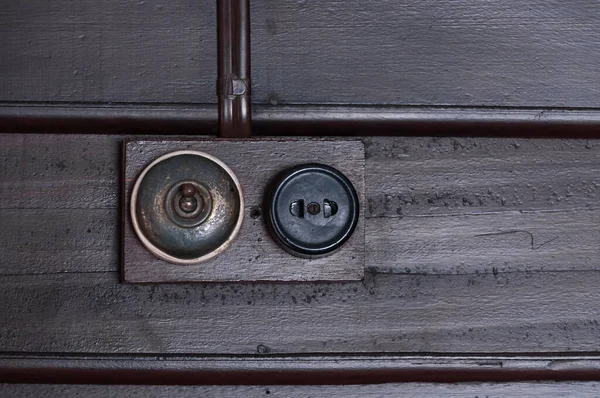 Vintage Poner Interruptor Luz Pared Interior Madera —  Fotos de Stock