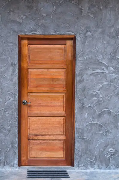 Porta Madeira Textura Parede Concreto — Fotografia de Stock