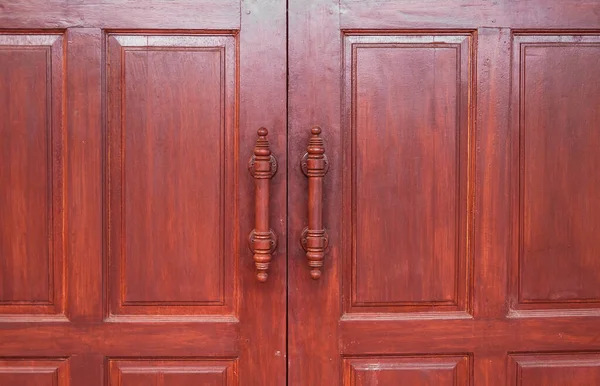 Drewniane Drzwi Brązowe Retro Tajski Projekt Rzemieślnicze Tło Drzwi — Zdjęcie stockowe