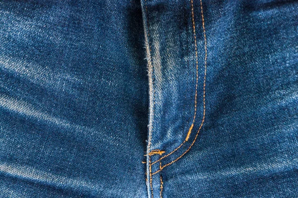 Man Blå Denim Jeans Öppen Zip Front Bakgrund Vintage Färg — Stockfoto