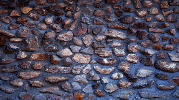 Parede Pedra Velha Fechar Paleta Bege Macia Com Cimento Parede — Fotografia de Stock