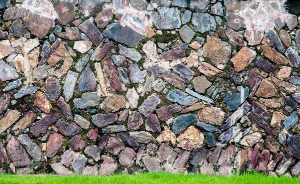 Muster Dekorative Unebene Rissige Wand Aus Echtem Stein Mit Zement — Stockfoto