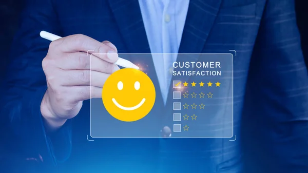 Benutzer Bewertet Service Erfahrung Auf Online Anwendung Kundenbewertung Feedback Umfrage — Stockfoto