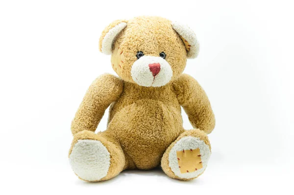 Braunes Teddybär Spielzeug Auf Weißem Hintergrund — Stockfoto