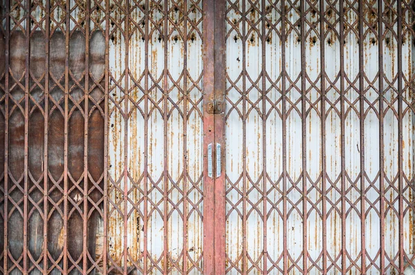 閉鎖された鋼鉄ドアの古い様式 滑走のグリル ヴィンテージ様式 — ストック写真