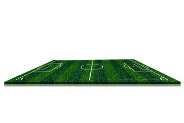 Futbol sahası unsurları görüntüsü, yapay çimen arka planlı yeşil çimen sahası futbol sahası, bölgeyi sınırlayan beyaz çizgiler.