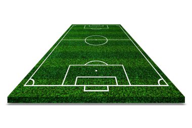 Futbol sahası unsurları görüntüsü, yapay çimen arka planlı yeşil çimen sahası futbol sahası, bölgeyi sınırlayan beyaz çizgiler.