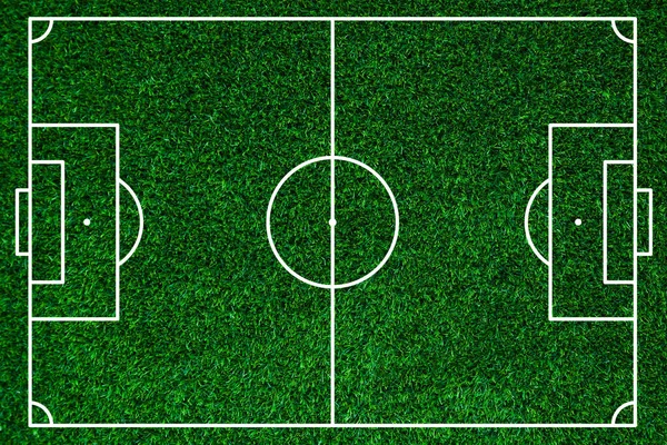 人工芝バックグラウンドテクスチャの抽象的な緑の草のサッカーフィールド サッカー サッカーのフィールドでプレー ベッティングと競争 地域を区切るホワイトライン フットボールフィールドトップビュー — ストック写真