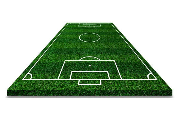 サッカー場の要素の眺め 人工芝の背景の緑の草のサッカー場 地域を区別するフットボールの競技場 白いライン — ストック写真
